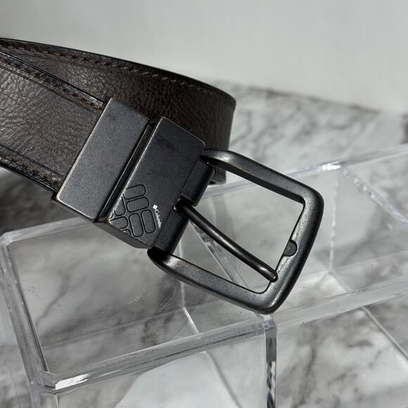 Columbia Black Brown Belt Mens Size 40 Dark Tone Metal Hardware - Picture 14 of 14